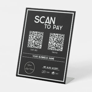 Minimaal zwart 2 QR code eenvoudig scannen om te b Reclamebord Met Voetstuk