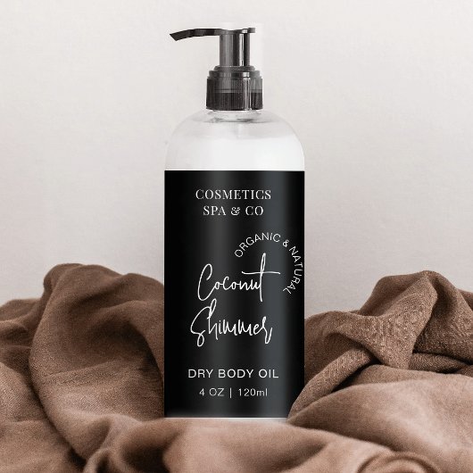 Minimaal Zwart 4 OZ Kosmetische Flesomslag Etiket