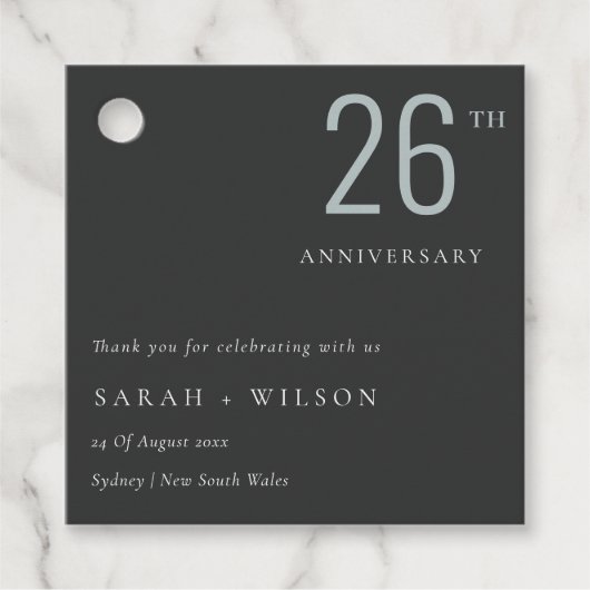 Minimaal zwart blauw elk jaar Jubileum Bedankjes Labels (Voorkant)