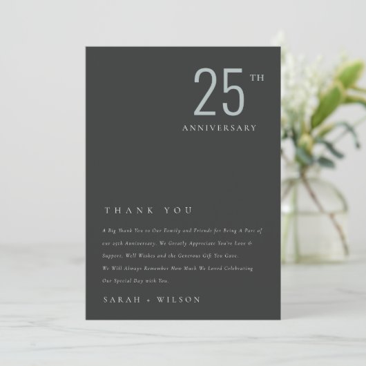 Minimaal zwart blauw elk jaar Jubileum Bedankkaart (Staand voorkant)