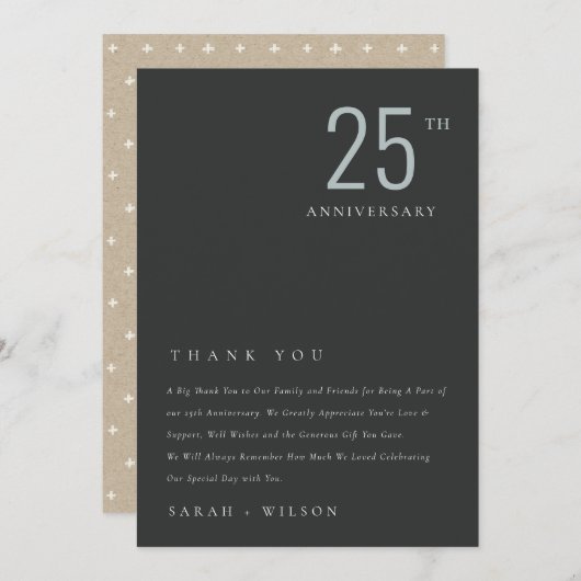 Minimaal zwart blauw elk jaar Jubileum Bedankkaart (Voorkant / Achterkant)