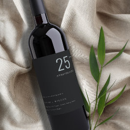 Minimaal zwart blauw elk jaar Jubileum Wijn Etiket