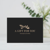 Minimaal Zwart Botanisch Zakelijk Cadeaubon (Staand voorkant)