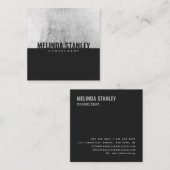 Minimaal zwart chique zilveren folie elegant kleur vierkante visitekaartje (Voorkant / Achterkant)