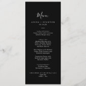 Minimaal zwart coördinaat bruiloft diner menu (Voorkant)