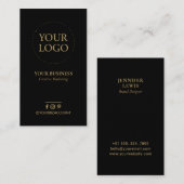 Minimaal zwart en goud Logo Zakelijke sociale medi Visitekaartje (Voorkant / Achterkant)