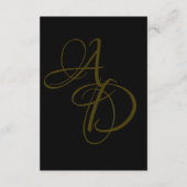 Minimaal zwart en goud monogram Elegant Huwelijk Informatiekaartje (Achterkant)