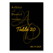 Minimaal zwart en goud monogram Elegant Huwelijk Kaart (Voorkant)
