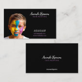 Minimaal zwart en Paarse gezichtsschilder Visitekaartje (Voorkant / Achterkant)