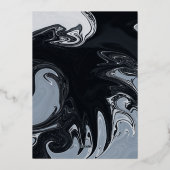 Minimaal zwart en wit Abstract huwelijk zilver Folie Uitnodiging (Achterkant)