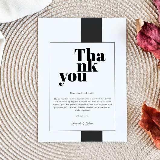 Minimaal zwart en wit bedankkaart