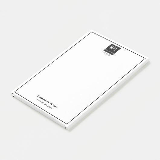 Minimaal, zwart en wit bedrijf post-it® notes (Schuin)