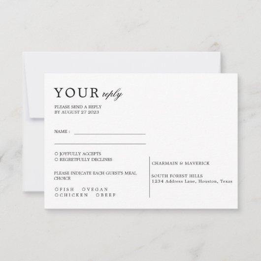 Minimaal zwart en wit bindschrift RSVP kaartje (Voorkant)