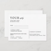 Minimaal zwart en wit bindschrift RSVP kaartje (Voorkant / Achterkant)