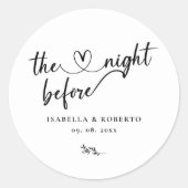 Minimaal Zwart en Wit De Nacht Vooraf Ronde Sticker (Voorkant)