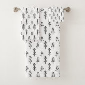 Minimaal zwart en wit feestelijke dennenbomen patr bad handdoek (Insitu)