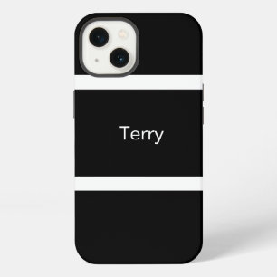 Minimaal zwart en wit geblokkeerd gepersonaliseerd iPhone 13 hoesje