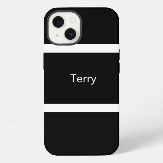 Minimaal zwart en wit geblokkeerd gepersonaliseerd iPhone hoesje (Achterkant)