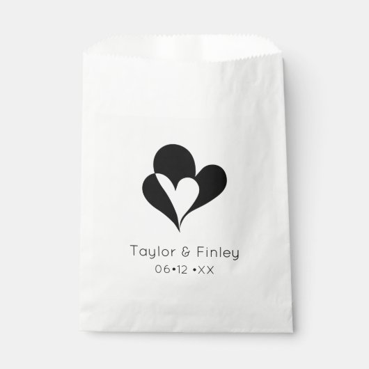 Minimaal zwart en wit hart Moderne aangepaste brui Bedankzakje (Voorkant)