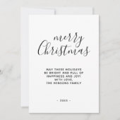 Minimaal zwart en wit, prettig kerstscript feestdagenkaart (Voorkant)
