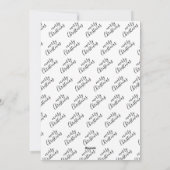 Minimaal zwart en wit, prettig kerstscript feestdagenkaart (Achterkant)