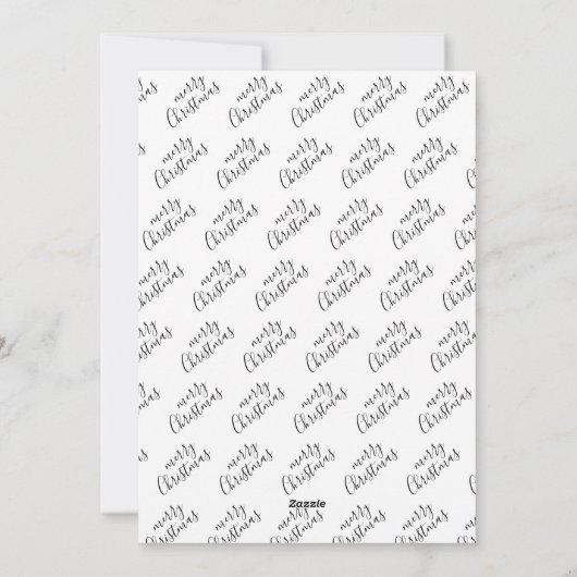 Minimaal zwart en wit, prettig kerstscript feestdagenkaart (Achterkant)