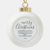 Minimaal zwart en wit, prettig kerstscript keramische bal ornament (Voorkant)