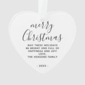 Minimaal zwart en wit, prettig kerstscript ornament (achterkant)