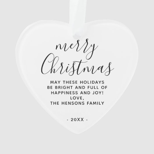 Minimaal zwart en wit, prettig kerstscript ornament (achterkant)