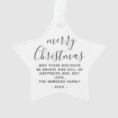 Minimaal zwart en wit, prettig kerstscript ornament (achterkant)