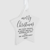 Minimaal zwart en wit, prettig kerstscript ornament (voorkant)