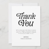 Minimaal  Zwart en Wit Retro Bruidsdouche Bedankkaart (Voorkant)