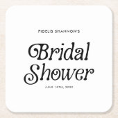 Minimaal  Zwart en Wit Retro Bruidsdouche Kartonnen Onderzetters (Voorkant)