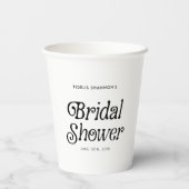 Minimaal  Zwart en Wit Retro Bruidsdouche Papieren Bekers (Achterkant)