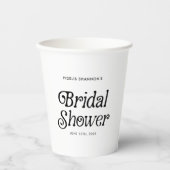 Minimaal  Zwart en Wit Retro Bruidsdouche Papieren Bekers (Voorkant)