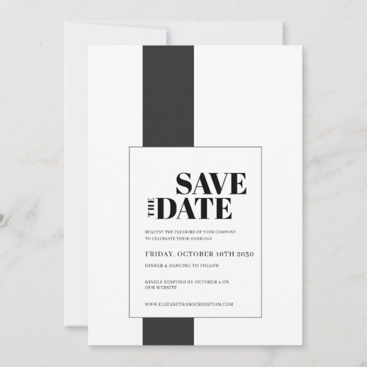 Minimaal zwart en wit save the date (Voorkant)