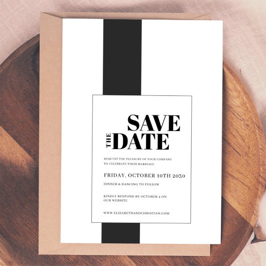 Minimaal zwart en wit save the date