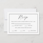 Minimaal Zwart en Wit Script RSVP Kaartje (Voorkant)