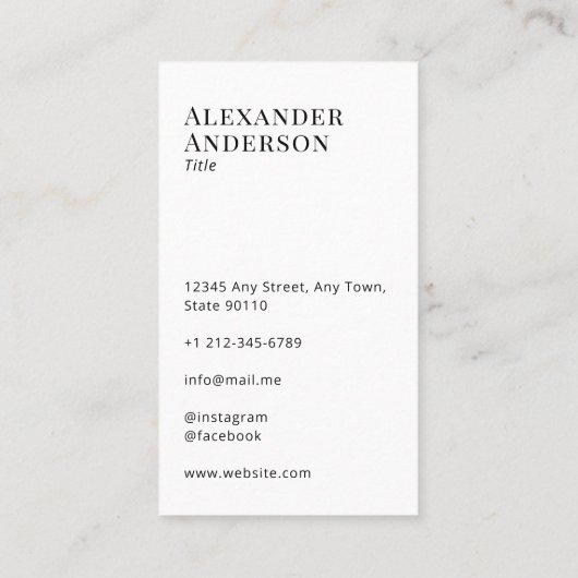 Minimaal zwart en wit Voeg je Logo eenvoudig toe Visitekaartje (Achterkant)