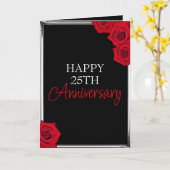 Minimaal Zwart en Zilver Man 25e Jubileum Kaart (Gele Bloem)