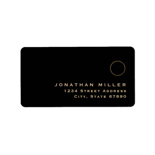 Minimaal zwart geborsteld goudmonogram retouradres etiket (Voorkant)