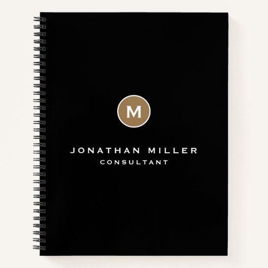 Minimaal zwart Gold Classic monogram Notitieboek (Voorkant)