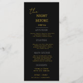 Minimaal zwart goud de nacht voor bruiloft menu (Voorkant)