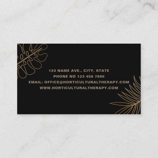 Minimaal zwart goud glitter tropisch exotisch gebl visitekaartje (Achterkant)