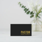 Minimaal Zwart Goud Logo QR Code PASTOR Visitekaartje (Staand voorkant)