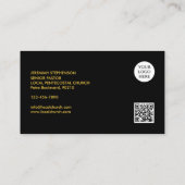 Minimaal Zwart Goud Logo QR Code PASTOR Visitekaartje (Achterkant)