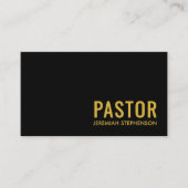 Minimaal Zwart Goud Logo QR Code PASTOR Visitekaartje (Voorkant)
