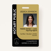 Minimaal Zwart & Goud Notaris Logo Foto QR Badge (Voorkant)