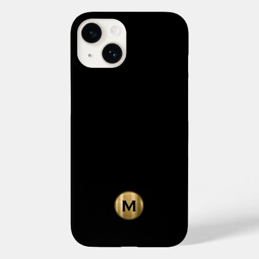 Minimaal zwart goudgeborsteld metalen monogram Case-Mate iPhone case (Achterkant)