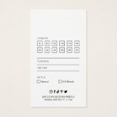 Minimaal Zwart Haar Extensions Maat Label Hang Lab Visitekaartje (Achterkant)